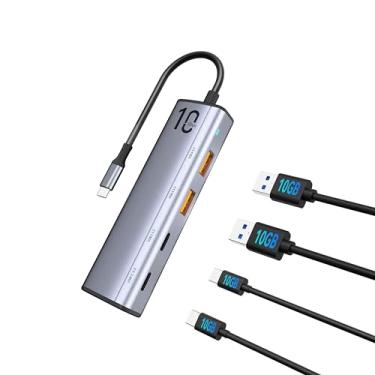 Imagem de sunshot Hub USB 3.2 de 10 Gbps Gen2 com 4 portas para MacBook, iPad, iPhone 15/Pro/MAX, compatível com computador portátil, PC telemóvel Tablet compatível com unidade flash USB, leitor de cartões,