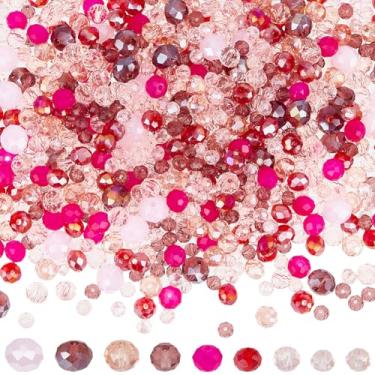 Imagem de SUNNYCLUE 1000 peças de contas de vidro facetadas de 8 mm rosa Rondelle contas de cristal 4 mm imitação fúcsia jade transparente espaçador cortado contas planas para fazer joias, colar, pulseira,