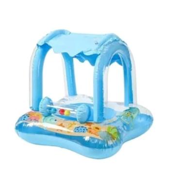 Imagem de Boia Inflável Infantil Azul com Cobertura para Piscina