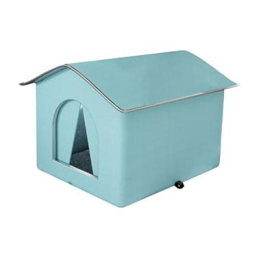Imagem de WeiLaiKeQi Stray Cat Shelter Cat House para gatos ao ar livre suprimentos para animais de estimação à prova d'água de gato tenda para animais de estimação, Blue L