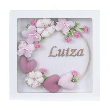 Imagem de Porta Maternidade Quadro Acrílico Jardim De Flores E Borboletas Quarto