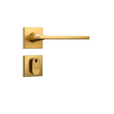 Imagem de Fechadura porta madeira externa sala quarto dourada gold stam classic 