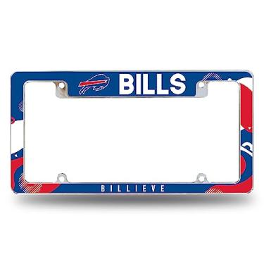 Imagem de Rico Industries Quadro de placa de carro automotivo cromado NFL Football Buffalo Bills Wave 30,5 cm x 15,24 cm para carro/caminhão/SUV