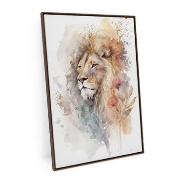 Imagem de Quadro Leão Aquarela Molduras 120x80 Cm Grande Para Hall - Bimper Quad