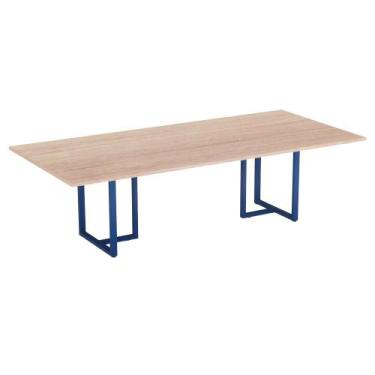 Imagem de Mesa de Reunião Retangular Tubular P25 Pandin 2,6 M Noce Naturale e Az