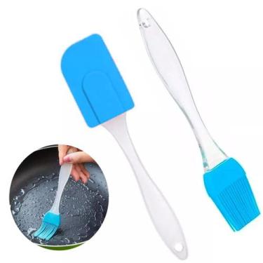 Imagem de Kit Espatula e Pincel Silicone Culinário Cabo Acrílico Bolo - Tesla St
