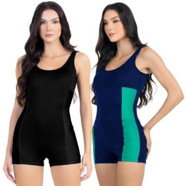 Imagem de Maiô Macaquinho Natação Hidroginástica Feminino Kit 2 Peças - HYPE MOD