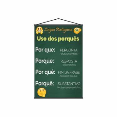 Imagem de Banner Pedagógico Escolar Português Uso dos Porquês 120x65cm - PlimSho