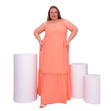 Imagem de Vestido feminino longo de alças largas com elastico todo forrado e bol