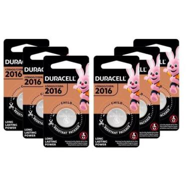 Imagem de 6 Pilhas CR2016 Duracell 3v Bateria Moeda DL2016