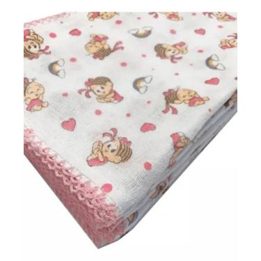 Imagem de Fralda Turma Da Mônica E Cebolinha 70x70cm Com Crochê Direto De Fabric