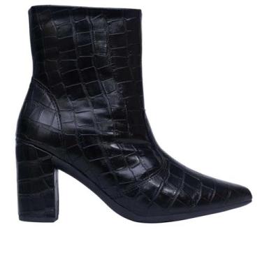 Imagem de Bota Feminina Bico Fino Cano Curto Salto Confortável Coturno - Munita,