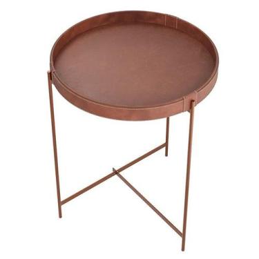 Imagem de Mesa Lateral Redonda material sintético 56x56x72 Decor Patrimar Marrom