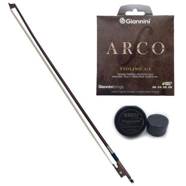 Imagem de KIT Arco Para Violino 4/4 + Jogo de Cordas Giannini+Breu esc - Dominan
