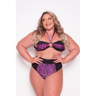 Imagem de Biquíni Plus Size Estampa De Oncinha Com Argola Busto - Predilects Plu