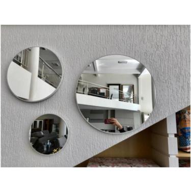 Imagem de Espelho Redondo Decorativo Kit 3 Peças 20/25/30cm Moderno Luxo - CEBRA