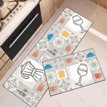 Imagem de Jogo De Tapete Passadeira Belga Cozinha Antiderrapante 2 Pcs - Enxovai