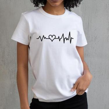 Imagem de Blusa T-shirt Camiseta Feminina Estampa Coração Blusinha - Time Look, 