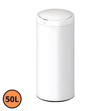 Imagem de Lixeira Automática Redonda 50 Litros com Sensor Branca - Globalmix