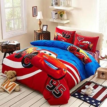 Imagem de Jogo de cama casal infantil cars mecqueen 4 pç com edredom - Casa Da F