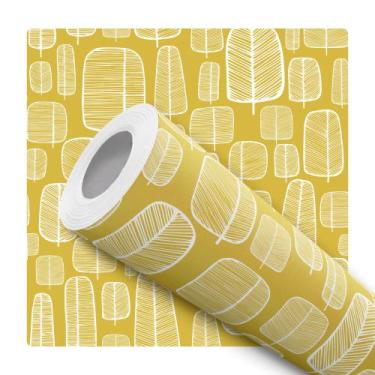 Imagem de Papel De Parede Adesivo Lavável Arvore Abstrata Amarelo e Branca Quart