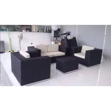 Imagem de Jogo Sofá e Poltronas Quadrado em Alumínio Fibra Tacaco almofada lisa 