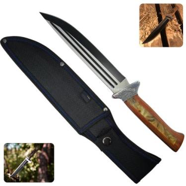 Imagem de Faca de Caça e Pesca Full Tang Inox com Cabo de Madeira 36cm SLKA60 - 