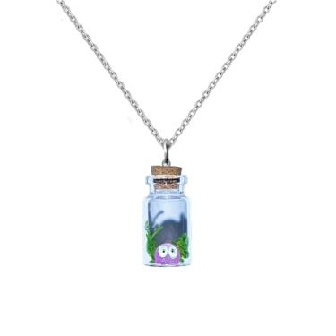 Imagem de TACBSP Colar de fantasma para mulheres e homens, colar de fantasma em uma garrafa, colar Adote um Fantasma, Halloween, minúsculo que brilha no escuro e assustador, joias divertidas de Halloween para