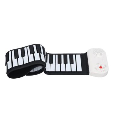 Imagem de Piano Com Teclado Portátil, 49 Teclas Piano de Enrolar à Mão Carregamento USB Teclado de Piano Elétrico Piano de Enrolar Teclado Piano Dobrável Com Alto-falantes Integrados para
