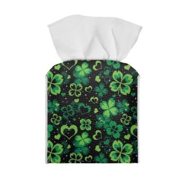 Imagem de NETILGEN Capa para caixa de lenços de papel de São Patrício Couro PU Cubo Moderno Suporte para Secador de Mesa Dispensador de Folhas para Decoração de Casa Mesa de Jantar Criativa, Decoração de Casa,