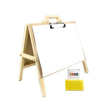 Imagem de Matty's Toy Stop Mini Cavalete De Mesa De Madeira 2 Em 1 Com Quadro Negro, Clipe De Papel E Acessórios