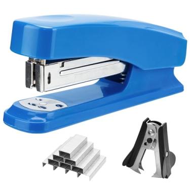 Imagem de M&G Grampeador, grampeador de mesa com 100 grampos e removedor, capacidade para 25 folhas, dois modos de encadernação, grampeador básico para escritório, escola, casa, azul