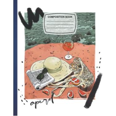 Imagem de Composition Notebook: Aperol Spritz Blank Wide Ruled Paper Notebook Wide Lined Composition Workbook Journal for Kids Teens Students Girls Boys ... Pattern.8.5" X 11" 110 Wide Ruled Pages