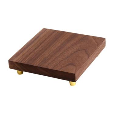 Imagem de Wswqop Suporte de exibição de madeira, bandeja riser, organizador de cosméticos, peças centrais, base de madeira para cozinha, ornamento, expositor para casa, 15cmx15cmx3.7cm