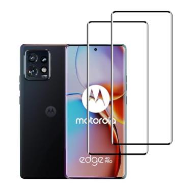 Imagem de YIFNTANG [Pacote com 2 protetores de tela de vidro temperado para Motorola Moto Edge 40 Pro, curva 3D, dureza 9H, antiarranhões, transparente HD, compatível com Motorola Moto Edge 40 Pro