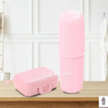 Imagem de Kit Viagem Premium Porta Escova de Dente Box Multiuso e Saboneteira - 