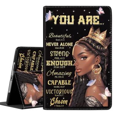 Imagem de Capa para Samsung Galaxy Tab S10 Plus 2024/ S9 Plus/S9 FE Plus 5G 12,4 polegadas 2023, capa protetora durável à prova de choque para Galaxy Tab S10+/S9+/S9 FE+, citações inspiradoras Black Girl Queen