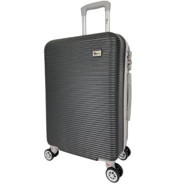 Imagem de Mala de Viagem de Bordo com Rodinhas 360° ABS Resistente Compacta 18" Leve e Prática Design Elegante Tamanho Único Ideal para Viagens Curtas Conforto e Durabilidade Garantidos (Preto com Cinza)