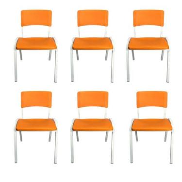 Imagem de Kit 6 Cadeira Iso Infantil Laranja Escolar e Creche  - ECOMHOME
