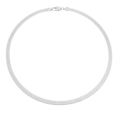 Imagem de Colar Feminino Choker Laminado Em Aço Inox Prateado Pode Molhar