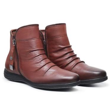 Imagem de Bota Feminino De Couro Cano Curto Moda Casual Elegante Confortável Ver
