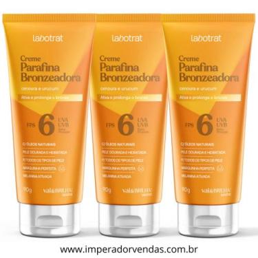 Imagem de Kit Com 3 Creme Parafina Bronzeadora Labotrat Vai & Brilha 90g Cenoura