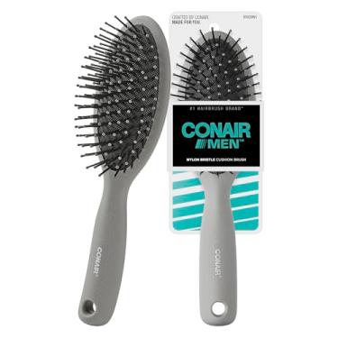 Imagem de Conair Escova de cabelo masculina – Escova de cabelo masculina para escovação diária com cerdas de nylon – Escova para todos os tipos de cabelo – Cinza ardósia