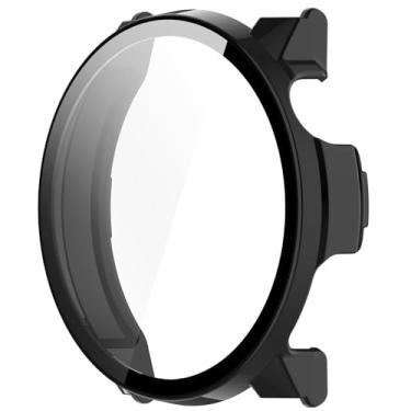 Imagem de MOTONG Capa protetora de relógio de cobertura total PC protetor de tela de vidro temperado compatível com COROS Pace Pro (PC preto)