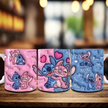 Imagem de Caneca Xícara Personalizada Lilo e Stitch Disney Efeito 3D - Porcelana