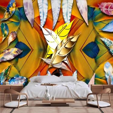 Imagem de Lcythiazole Papel de parede de penas de tamanho personalizável - papel de parede de penas de pássaro, mural de penas mural de papel de parede 3D, descasque e cole, para quarto e quarto de criança