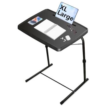 Imagem de Bandeja de TV dobrável GG ajustável, mesa de jantar maior de plástico HDPE para comer, mesa dobrável ajustável para laptop, mesa de bandeja para laptop, comer, desenhar, lanches, etc., Black-Pro