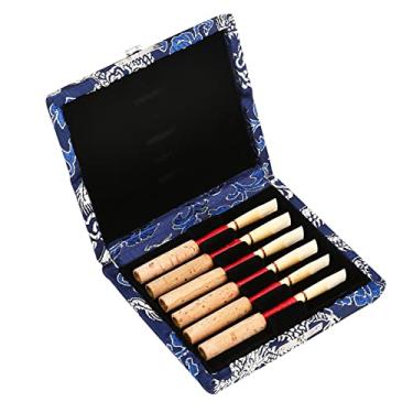 Imagem de Caixa de Pano de Seda de Madeira Caixa de Armazenamento de Caixa de Cacho 6pcs oboé Reeds Azul Verde Vermelho Amarelo Marrom para Músicos (Azul)