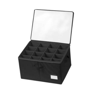 Imagem de Ｂｅｓｇａ Recipiente de armazenamento de organizador de sapatos Divisores dobráveis ​​Caixa de caixa à prova de poeira para tênis de gabinete de entrada de, Preto