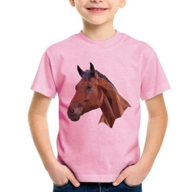 Imagem de Camiseta Infantil Cavalo Arte Mosaico - Foca na Moda, Rosa bebê, 6